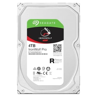 Image de Seagate IronWolf Pro ST4000NE001 Disque dur 4 To interne 3.5&quot; SATA 6Gb/s 7200 tours/min mémoire tampon : 256 Mo avec 2 ans Rescue Data Recovery Service Plan