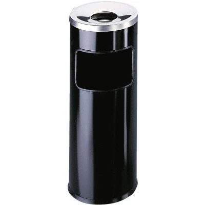 Image de Durable 333201 Poubelle Ronde Anti Feu 17 litres avec Cendrier Couvercle Etouffoir Hauteur 63 cm en Métal Coloris Noir