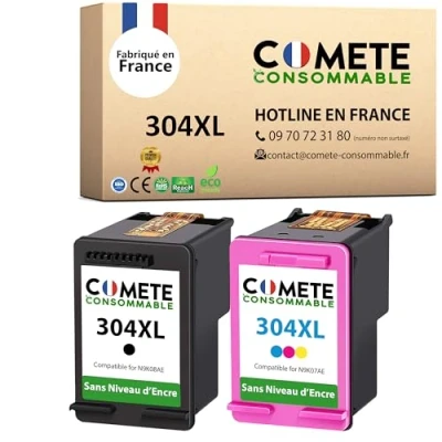 Image de COMETE 304XL 2 Cartouches d&#039;encre Compatible avec HP 304 XL sans Niveau Marque française