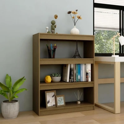 Afbeelding van Boekenkast/kamerscherm 100x30x103 cm grenenhout honingbruin