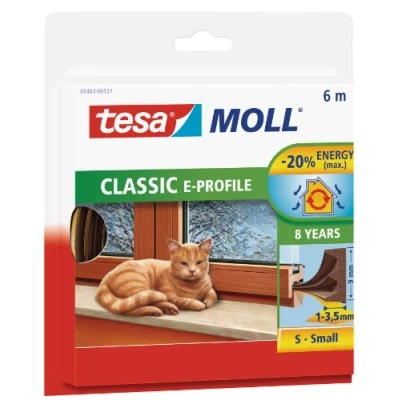 Afbeelding van Tochtstrip Tesa 6 meter (E profiel, Zelfklevend, Bruin)