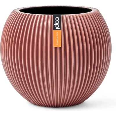 Afbeelding van Capi Europe Vaas bol Groove Colours 18x15 Roze Opening Ø11 Bloempot voor binnen 5 jaar garantie BGVPI102