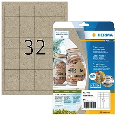 Afbeelding van Etiket HERMA 10752 48.3x33.8mm silphie bruin 640stuks
