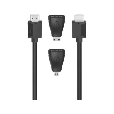 Image de Hama Câble Hdmi High speed Ethernet 4k 1.5 M + 2 Adaptateurs Noir (200704)