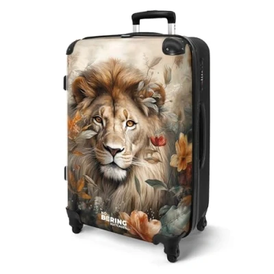 Afbeelding van NoBoringSuitcases.com® Koffer groot Rolkoffer lichtgewicht Gedetailleerd portret van een leeuw in de natuur Reiskoffer met 4 wielen Grote trolley XL 20 kg bagage