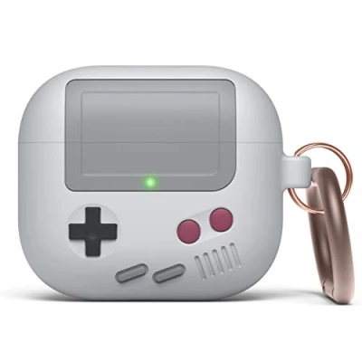 Afbeelding van elago AW5 beschermhoes compatibel met AirPods 3 beschermhoes, klassieke Game Player Console Design Case sleutelhanger, draadloze oplaadstandaard (grijs)