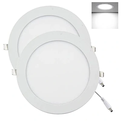 Afbeelding van YULIN SUN® LED plafondinbouwspots, 9 W x 2 stuks, dun, rond, plafondlamp, warm wit, 6500 K, voor woonkamer, keuken, slaapkamer, afmetingen: mm 150 mm, incl. transformator