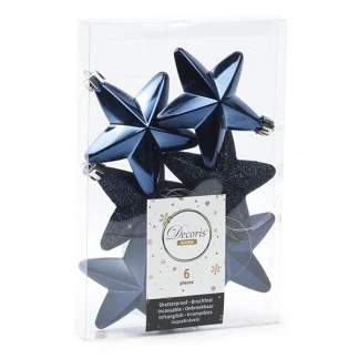Afbeelding van Kerst ornamenten Sterren 6 stuks (Blauw)