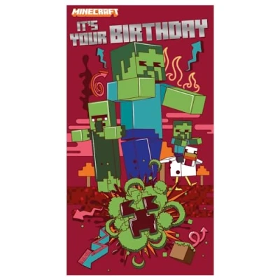 Afbeelding van Minecraft verjaardagskaart voor jongens, open kaart 229 x 127 mm