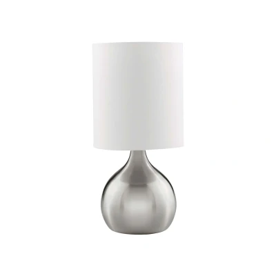 Afbeelding van Searchlight Touch Tafellamp 29 Cm 3 Stappen Dimbaar Wit En Satijn Zilver