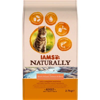 Afbeelding van Iams Naturally Kat Adult North Atlantic Zalm &amp; Rijst 2,7 kg