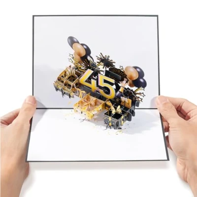 Afbeelding van Diese Klappkarten pop up kaart 45e verjaardag 50 x 20 cm gigantische 3D verjaardagskaart voor kinderen vanaf 45 jaar unieke grote wenskaart mannen en vrouwen