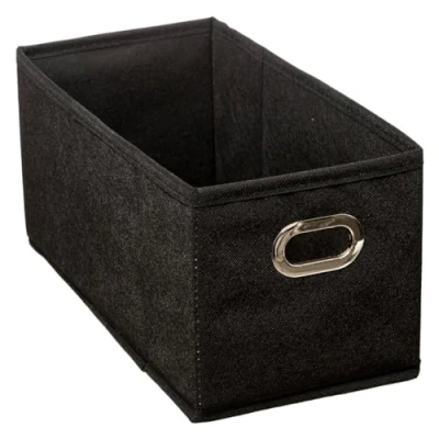 Afbeelding van Opbergmand/kastmand 7 liter zwart linnen 31 x 15 cm Opbergboxen Vakkenkast manden