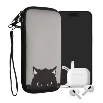 Afbeelding van kwmobile hoesje voor smartphones XXL 7&quot; hoes van Neopreen design grijs / zwart binnenmaat 17,7 x 8,5 cm