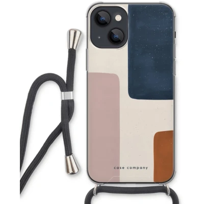Afbeelding van Case Company® hoesje met Koord geschikt voor iPhone 13 Geo #5 Telefoonhoesje Zwart Extra Bescherming aan alle Kanten en Over de Schermrand