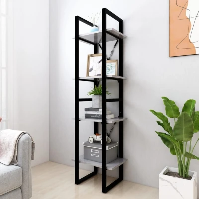Afbeelding van Boekenkast met 4 schappen 40x30x140 cm spaanplaat betongrijs