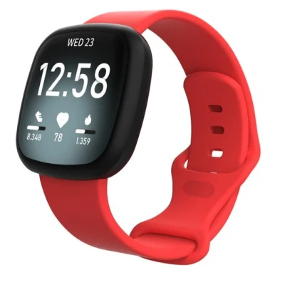 Afbeelding van Fitbit Versa 3 &amp; 4 / Sense 1 2 Sportbandje Rood Maat: M/L