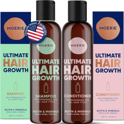 Afbeelding van Moerie Mineral Shampoo &amp; Hair Conditioner Set Voor Longer, Thicker, Fuller Vegan Products Paraben Free All Types Reverse Loss 2 x 8,5 fl oz (251 ml)