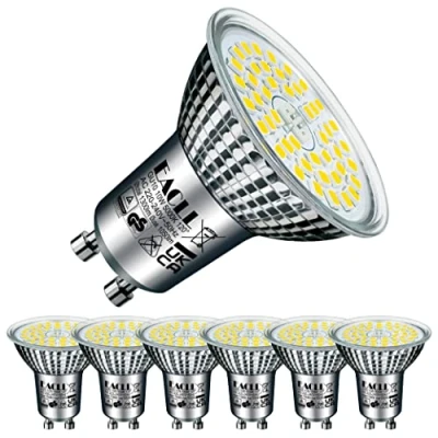 Afbeelding van EACLL GU10 LED Lamp Daglicht Wit, 10W Gelijk aan 140W Halogeenlampen, 6 pack , 5000K 1050lm AC 230V Geen Flikkering Energiezuinige Verlichting, Stralingshoek 120 Spots, Niet Dimbaar Reflectorlamp