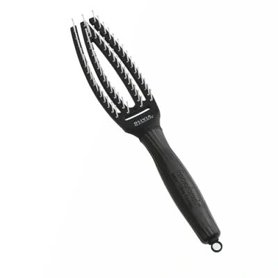 Image de Olivia Garden Fingerbrush Care Iconic Taille Small Noir Brosse à Cheveux en Poils de Nylon pour un Démêlage Doux &amp; des Sains