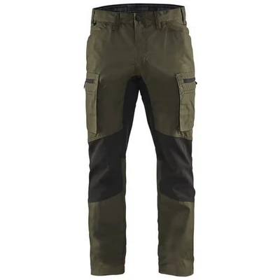 Image de Pantalon services stretch vert olive/noir