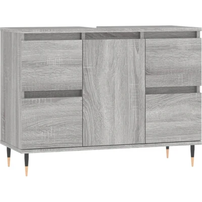 Afbeelding van vidaXL Badkamerkast 80x33x60 cm bewerkt hout grijs sonoma eikenkleurig