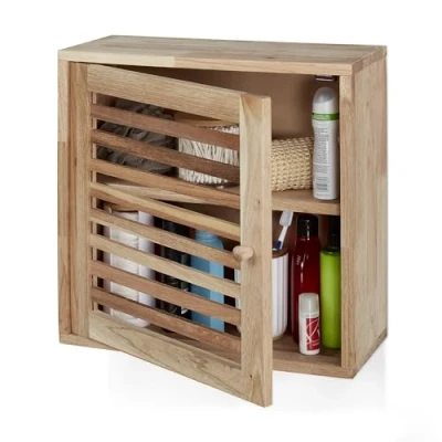 Afbeelding van Relaxdays hangkast badkamer wandkast keuken toilet hangende kast hout met deur
