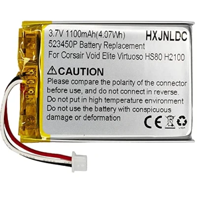 Afbeelding van 3,7 V 523450P 1100 mAh batterijvervanging voor Corsair Void Elite RGB, Virtuoso RGB SE, Pro, Pro draadloze headset