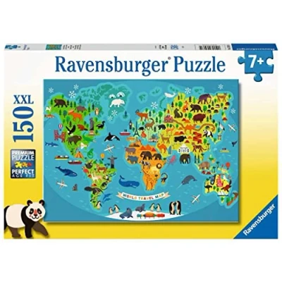 Afbeelding van Ravensburger puzzel Dieren wereldkaart Legpuzzel 150 stukjes
