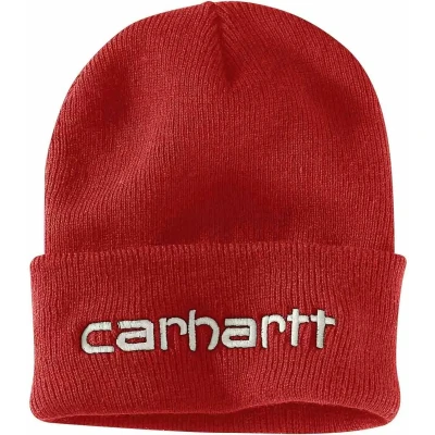 Afbeelding van Carhartt KNIT INSULATED LOGO GRAPHIC CUFFED BEANIE Rood