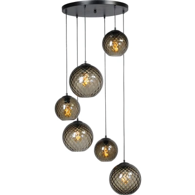 Afbeelding van Masterlight Baloton Hanglamp Ø50cm 6 lichts E27 Zwart