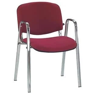 Afbeelding van Vergaderstoel of conferentiestoel basic chroom frame met armleuningen Rood stof