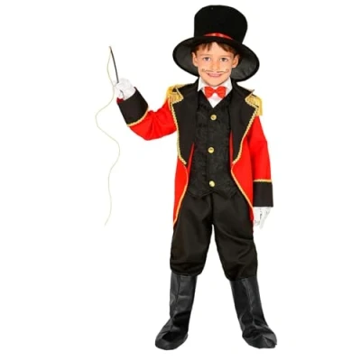 Afbeelding van Widmann Circus Kostuum Houd Ze In Bedwang Dompteur Jongen Rood, Zwart Maat 104 Carnavalskleding Verkleedkleding