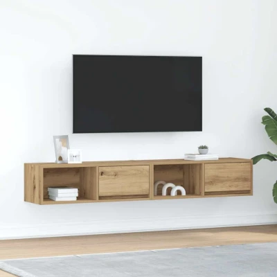 Afbeelding van vidaXL Tv meubelen 2 st 80x31x25,5 cm bewerkt hout artisanaal eiken