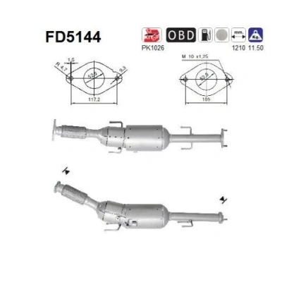 Afbeelding van AS FD5144 Roetfilter Euro 5 Cordieriet