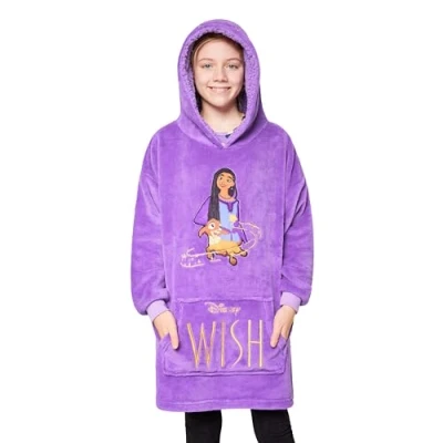 Afbeelding van Disney Sweatshirts met capuchon voor meisjes, plaid trui kinderen, jongeren, Stitch trui, poncho plaid, oversized, van fleece, één maat