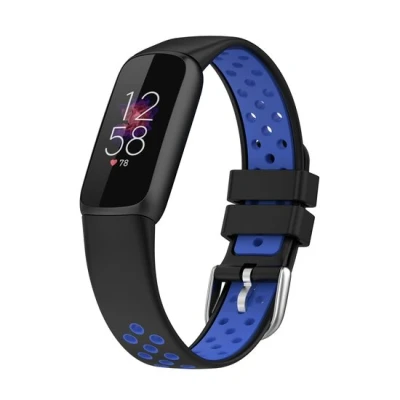 Afbeelding van Fitbit Luxe Siliconen sportbandje Maat: Large Zwart + blauw
