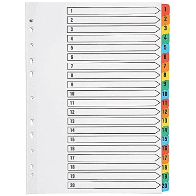 Afbeelding van Q Connect KF01521 multigat index 1 20 tabbladen genummerd kleurrijk
