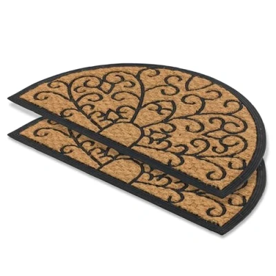 Afbeelding van ASTRA Coco Deluxe Deurmat, antislip, weerbestendig, van rubber en kokos, antibacterieel, 45 x 75 cm, halfrond reliëf, 2 stuks
