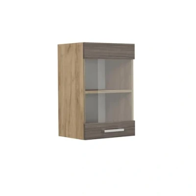 Afbeelding van Vicco Glazen keukenkast R Line, Edel grijs/Krachtige eik goud, 40 cm