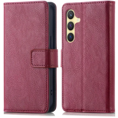 Afbeelding van iMoshion Hoesje Geschikt voor Samsung Galaxy S24 Met Pasjeshouder Luxe Bookcase donkerrood