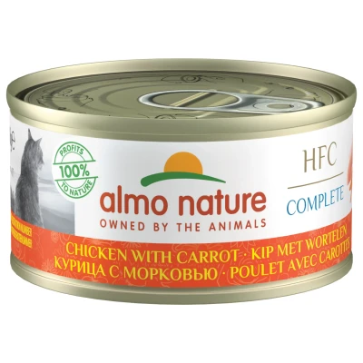 Afbeelding van Almo Nature Hfc Cat Complete Blik 70 g Kattenvoer Kip&amp;Wortel Graanvrij