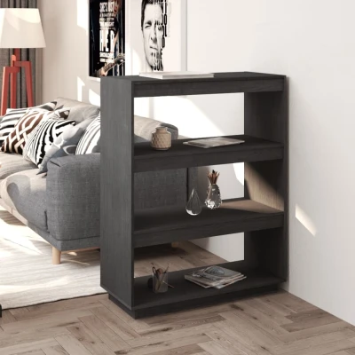 Afbeelding van Boekenkast/kamerscherm 80x35x103 cm massief grenenhout grijs