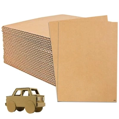 Afbeelding van 30 stuks A4 golfkarton (210 x 297 mm) 3 mm dik om te knutselen grote harde kartonnen platen voor schilderen, modelleren,