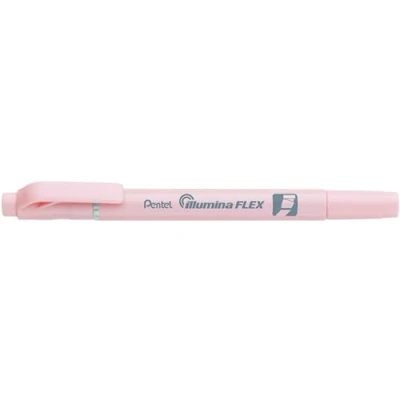 Afbeelding van Pentel SLW11P PE Illumina Flex markeerstift in pastelkleuren met dubbele punt voor het markeren, onderstrepen, markeren en van accenten, fijne penvorm, roze, 1 stuk