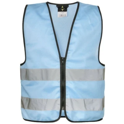 Afbeelding van Korntex Kids ́ Hi Vis Safety Vest With Front Zipper Aalborg KX201 sky blue