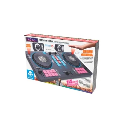 Afbeelding van Cefa Toys Draagbaar DJ station met luidsprekers en 14 in 1 ruimtelijke bediening, platenspeler, crossfader meer dan 144 mixcombinaties, inclusief Bluetooth USB speler batterij