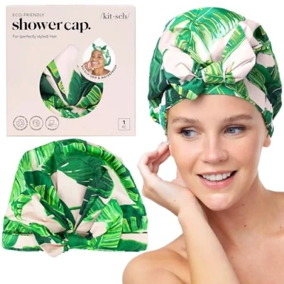 Afbeelding van Kitsch Luxe waterdichte douchemuts voor dames herbruikbare lang haar Antislip Eén maat