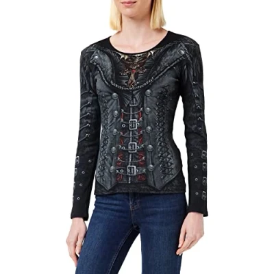 Afbeelding van Spiral Longsleeve top XXL GOTHESS WRAP Zwart
