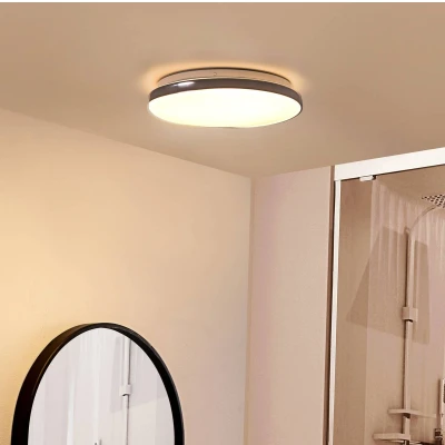 Afbeelding van Lindby LED plafondlamp 1licht Plastic, metaal H: 6.5 cm wit, chroom Inclusief lichtbron